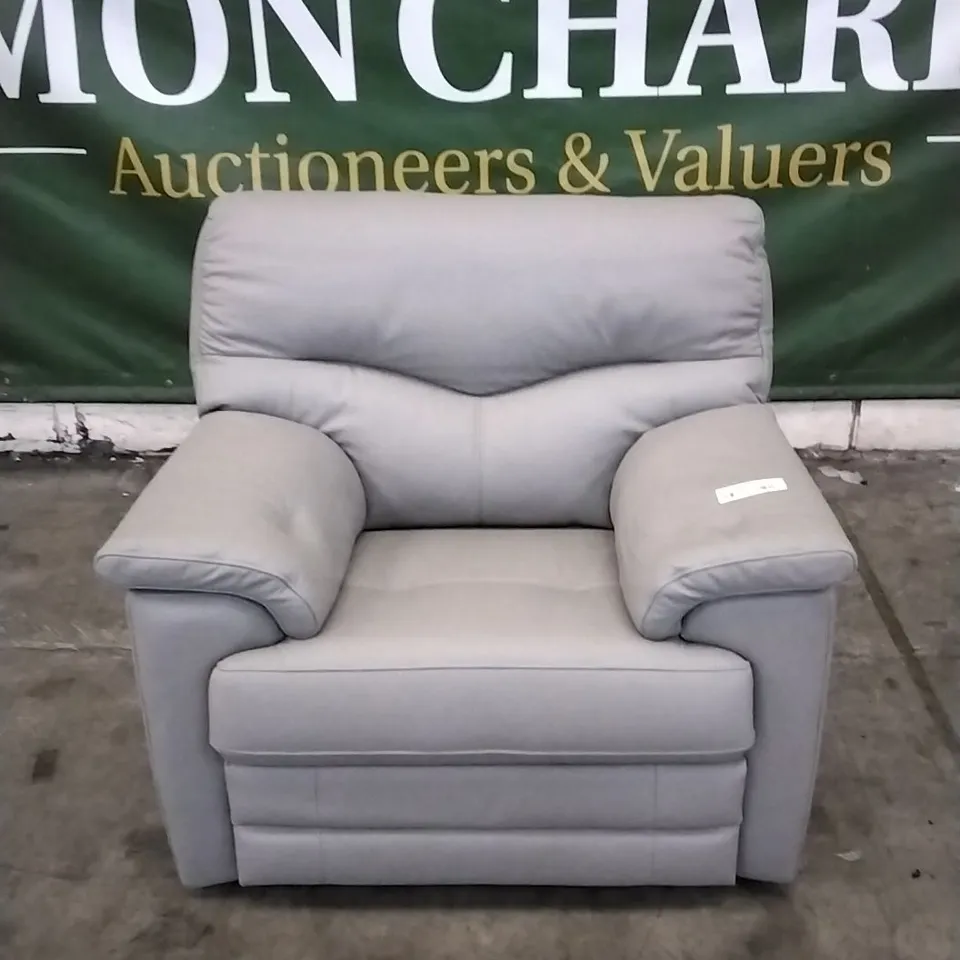QUALITY BRITISH DESIGNED & MANUFACTURED G PLAN STRATFORD MANUAL RECLINER ARMCHAIR CAMBRIDGE GREY LEATHER