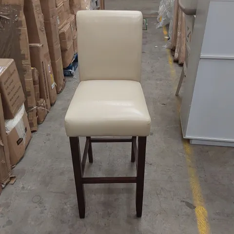 DESIGNER FAUX LEATHER/SOLID WOOD BAR CHAIR