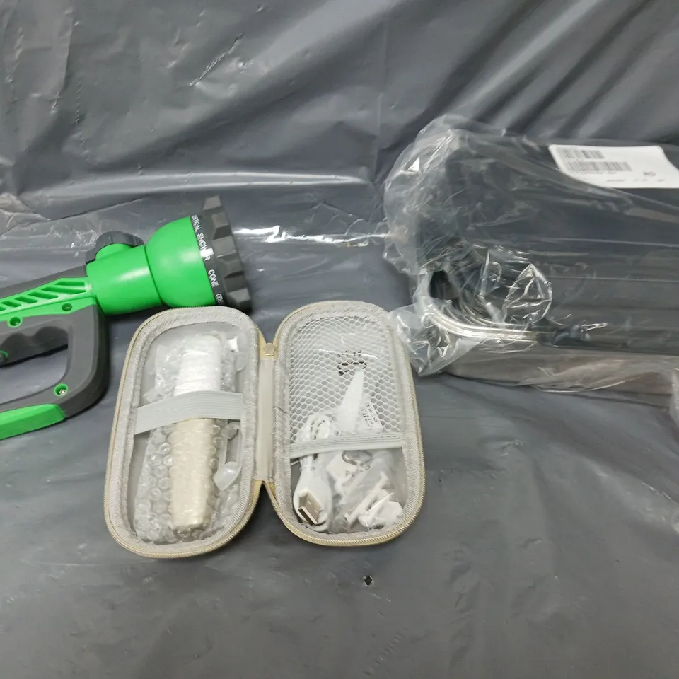 APPROXIMATELY 10 ASSORTED HOUSEHOLD PRODUCTS TO INCLUDE HOSE HEAD, STORAGE CONTAINERS, BODY TRIMMER ETC