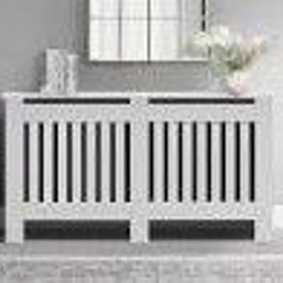 BOXED LEMROE RADIATOR COVER MDF VERTICAL SLAT LIVING ROOM CABINIET WHITE PAINTED