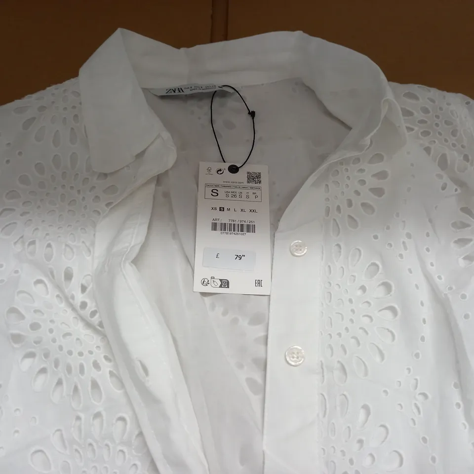 ZARA WHITE BELTED DRESS - UK S