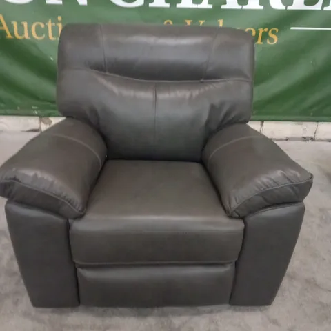 DESIGNER GREY LEATHER ELECTRIC RECLINING ARMCHAIR