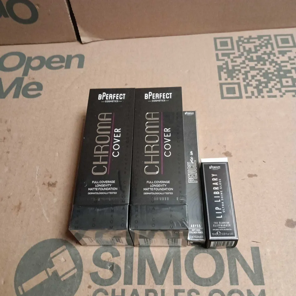4 X ASSORTED BPERFECT COSMETIC ITEMS TO INCLUDE MATTE FOUNDATION, LIP LIBRARY THE CLASSICS CLIFFHANGER ETC