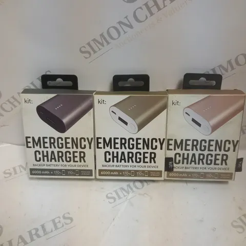 3 X BOXED KIT: EMERGENCY BACK-UP 6000MAH PORTABLE POWER BANKS