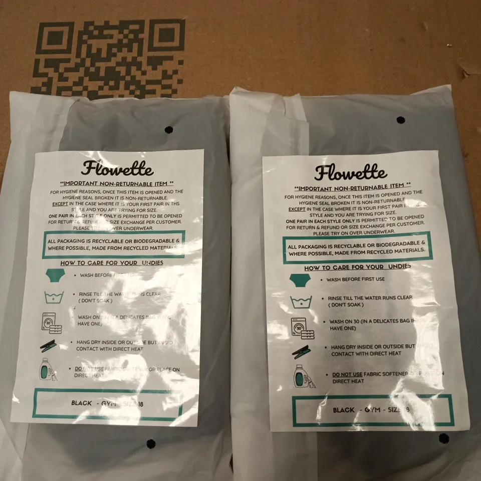 LOT OF 2 PAIRS OF FLOWETTE PERIOD PANTS GYM SIZE 18 BLACK