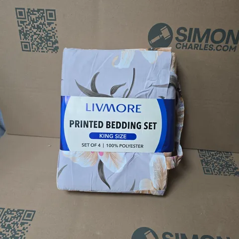 Livmore Printed Bedding Set – King Size, Set of 4, 100% Polyester