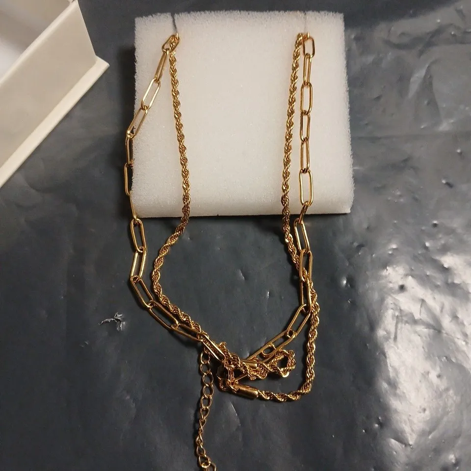 BOXED OLIVIA JEWELLERY 2-CHAIN GOLD TONE NECKLACE