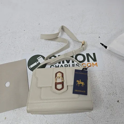 PAUL COSTELLOE DRESSAGE HANDBAG, CREAM-COLOUR PEBBLED FINISH