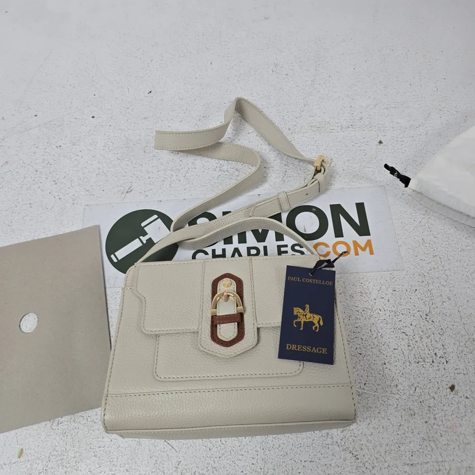 PAUL COSTELLOE DRESSAGE HANDBAG, CREAM-COLOUR PEBBLED FINISH