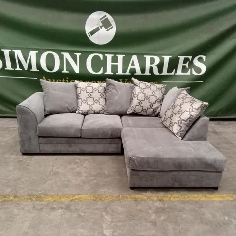 THREE POSTS ARABELLA GREY FABRIC SCATTER-BACK CORNER SOFA