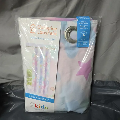 CATHERINE LANSFIELD FULLY REVERSIBLE CHILDREN'S EYELET CURTAINS 66 X 72"