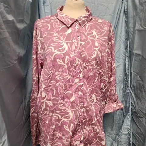 SEASALT CORNWALL THE LARISSA SHIRT β UK 22, ORGANIC COTTON TWIST & DRY, PURPLE PRINT