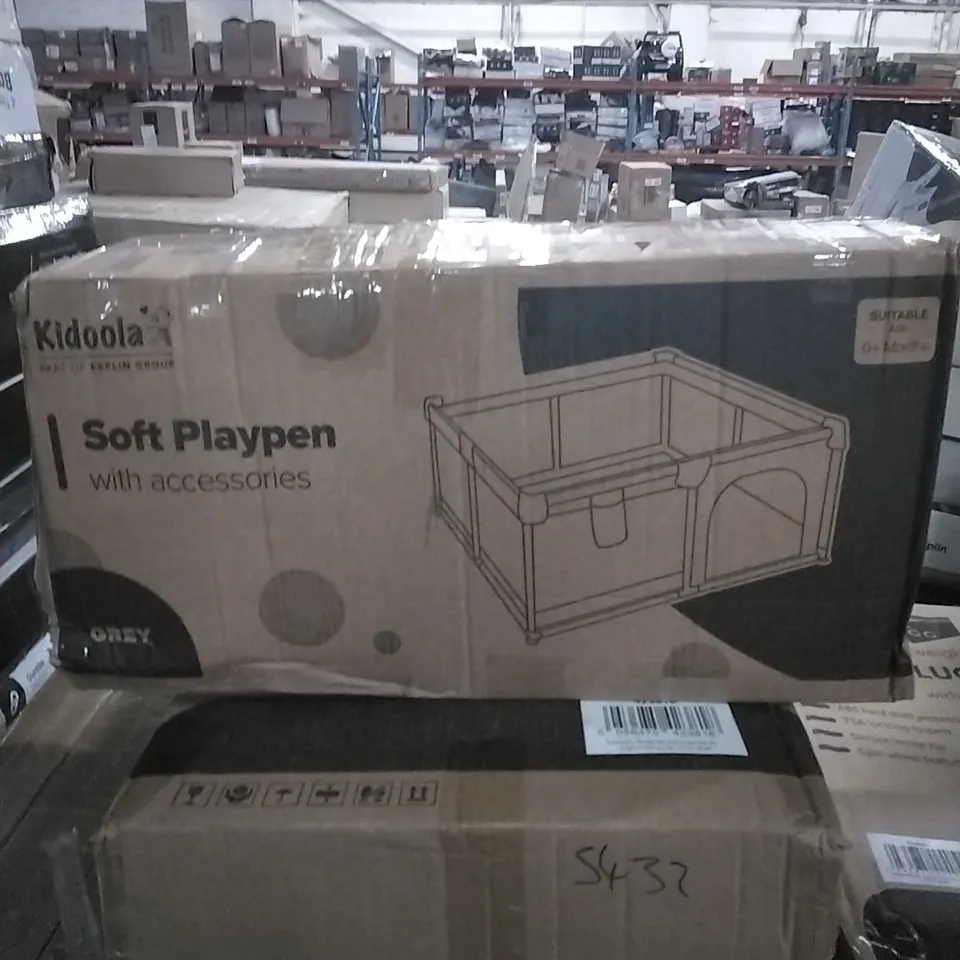 BOXED KIDOOLA SOFT PLAYPEN WITH ACCESSORIES- GREY