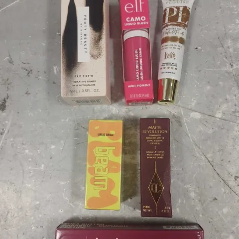 LOT OF 5 ASSORTED OSMETIC PRODUCTS TO INCLUDE - MADE BY MITCHELL BEAM LIP GLOSS IN CREAM DREAM - PLOUISE COSMETIC BASE - FENTY BEAUTY HYDRATING PRIMER - ETC