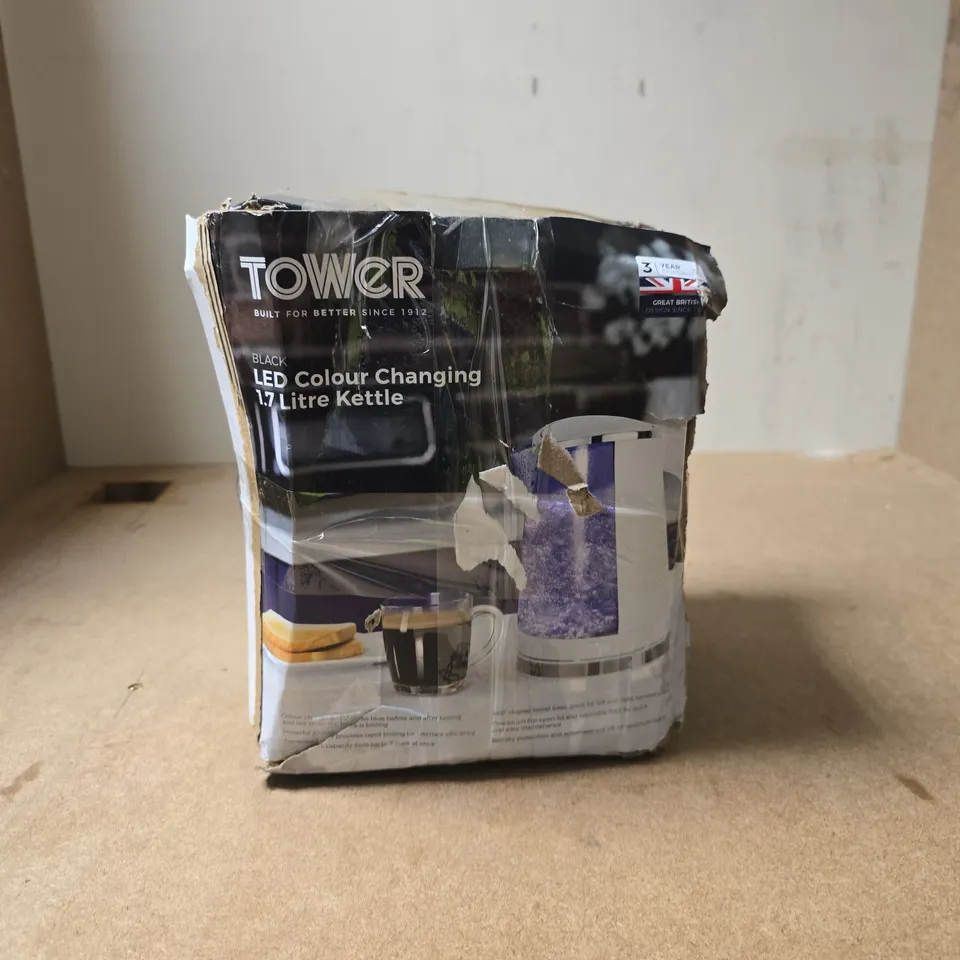 TOWER BLACK LED COLOUR CHANGING 1.7 LITRE KETTLE BOXED