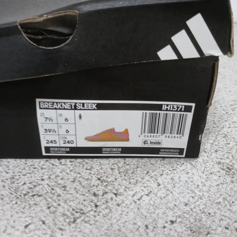 ADIDAS BREAKNET SLEEK TRAINERS – PINK/ORANGE, UK 6 (US 7.5) – BOXED
