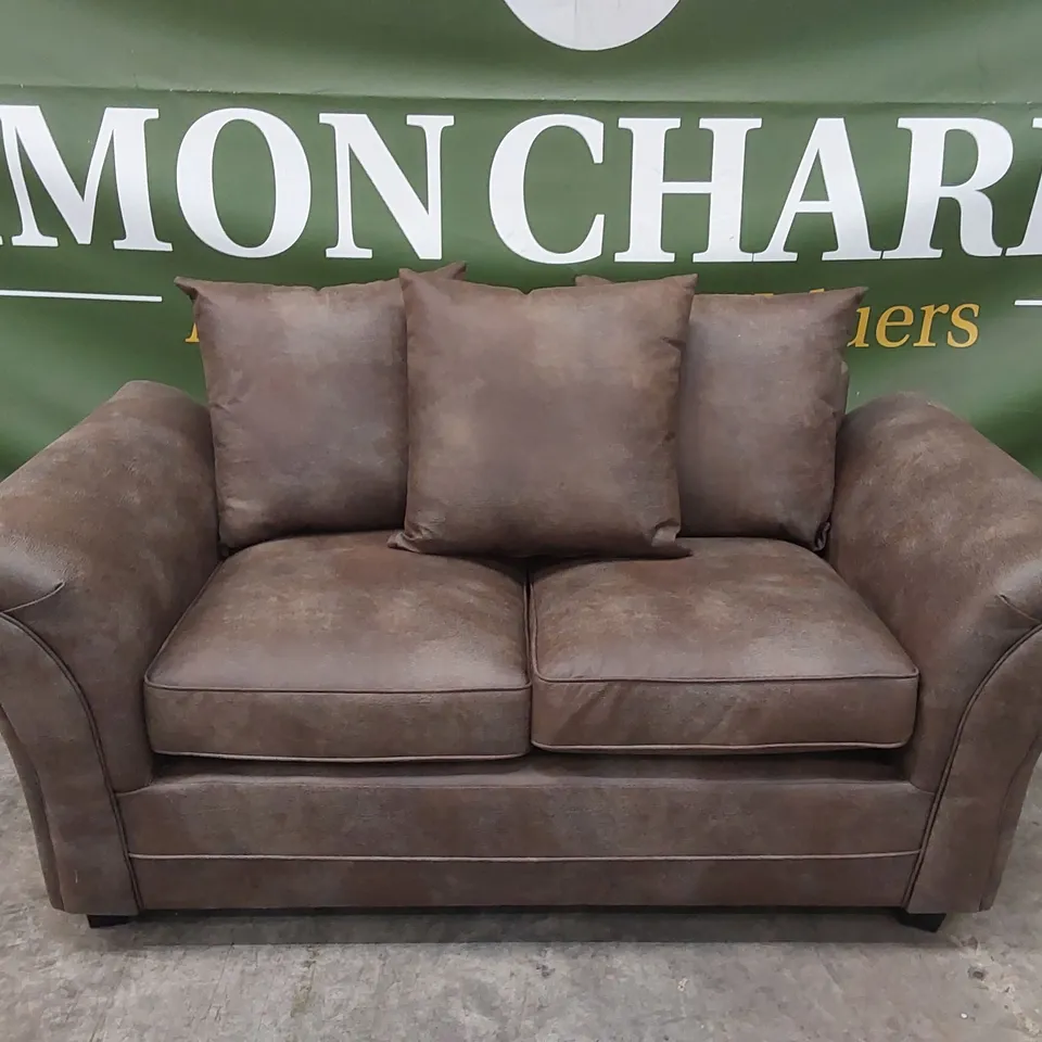 DURY LEATHER LOOK 2 SEATER SOFA - CHOCOLATE  RRP £499