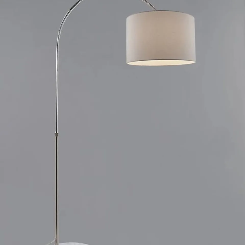 DAR FREYA ARC GREY LINEN SHADE FLOOR LAMP