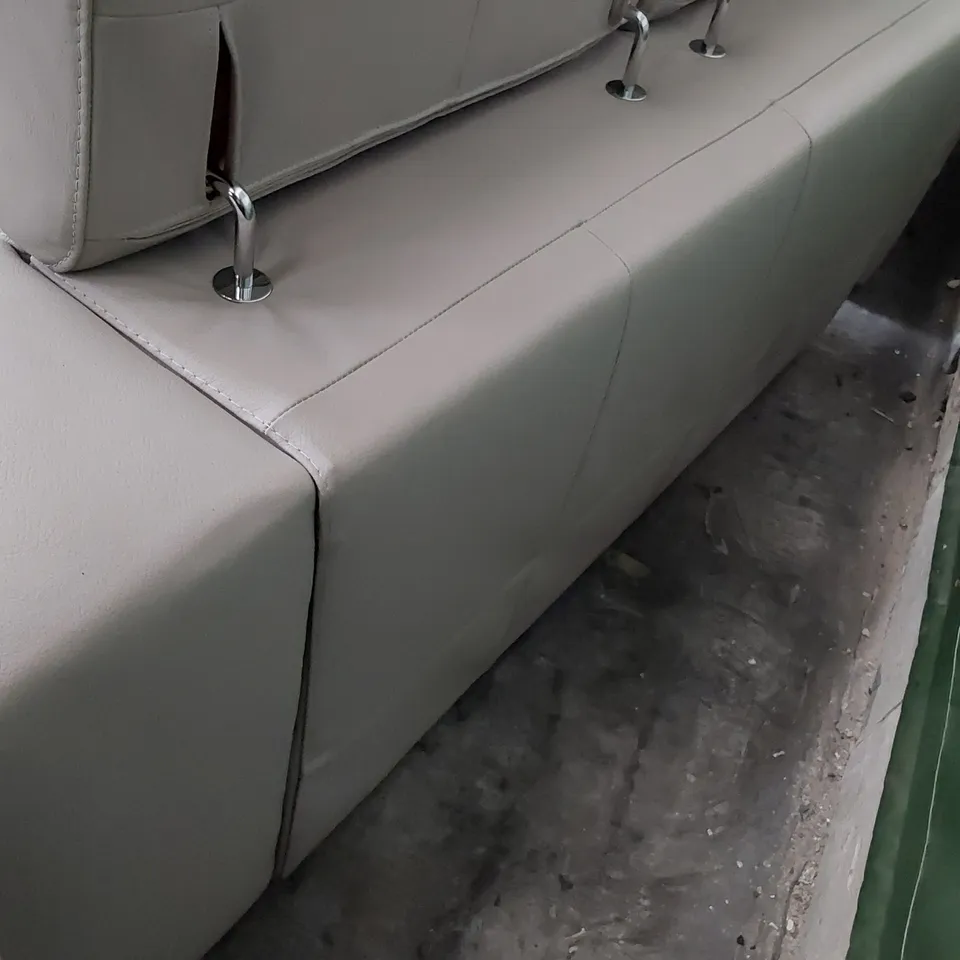 DESIGNER ITALIAN STYLE CORNER GROUP WITH ADJUSTABLE HEADRESTS GREY LEATHER 