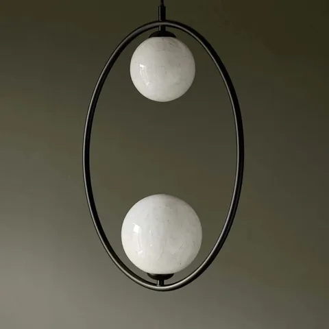 BOXED DANETTI RILEY MARBLE LOOK GLASS 2 LIGHT ADJUSTABLE PENDANT