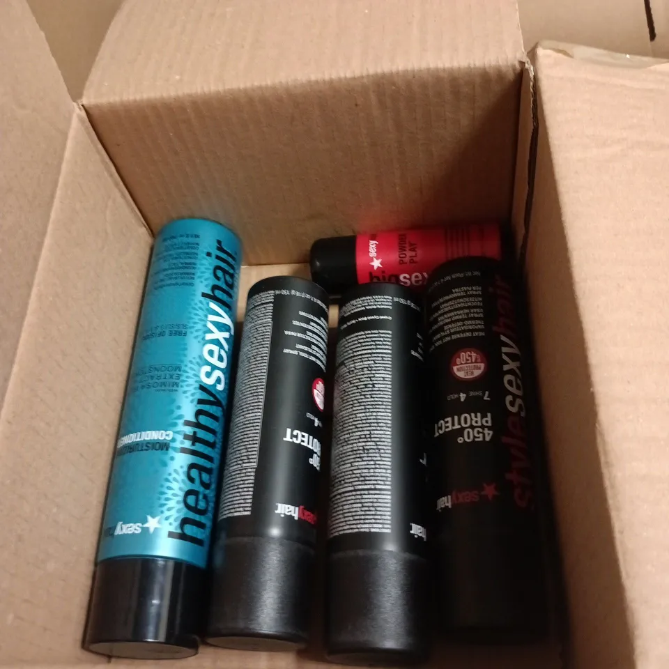 BOX OF APPROXIMATELY 10 SEXY HAIR HAIRCARE PRODUCTS TO INCLUDE STYLING POWDER, DETANGLING SPRAY AND COLOUR LOCK SHAMPOO