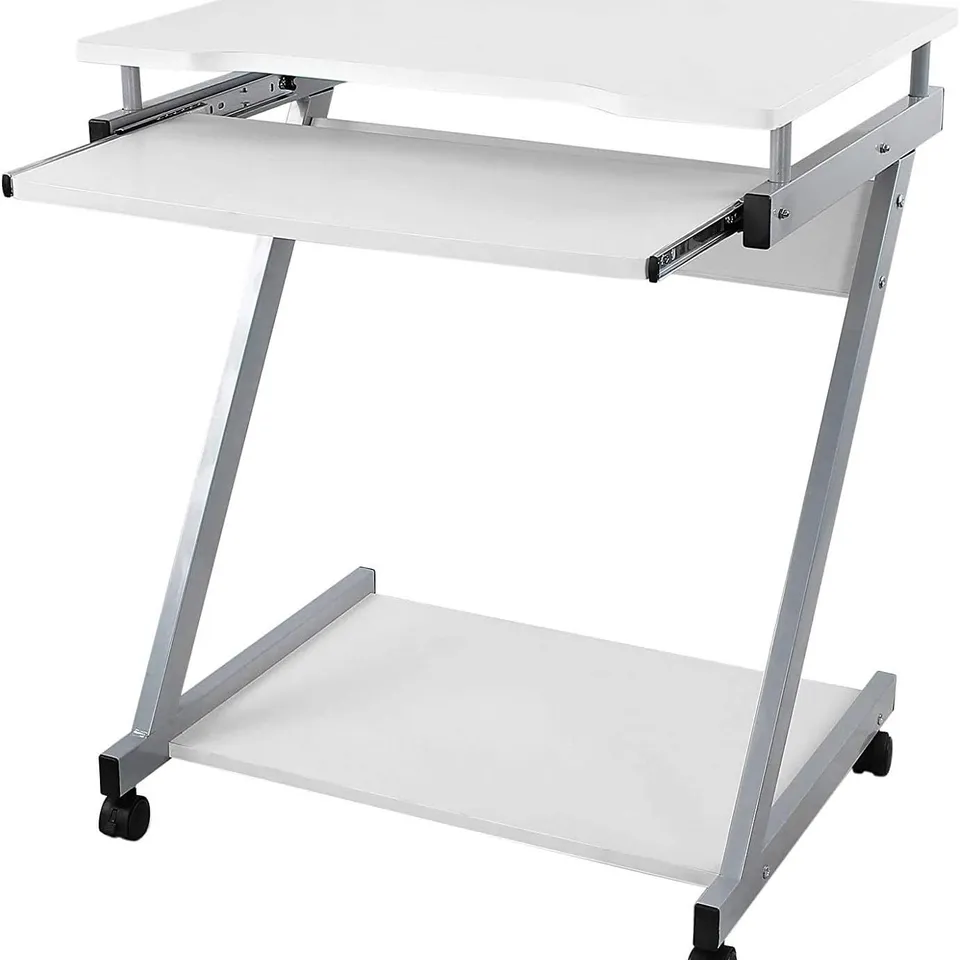 BOXED VASAGLE MOBILE COMPUTER DESK - WHITE