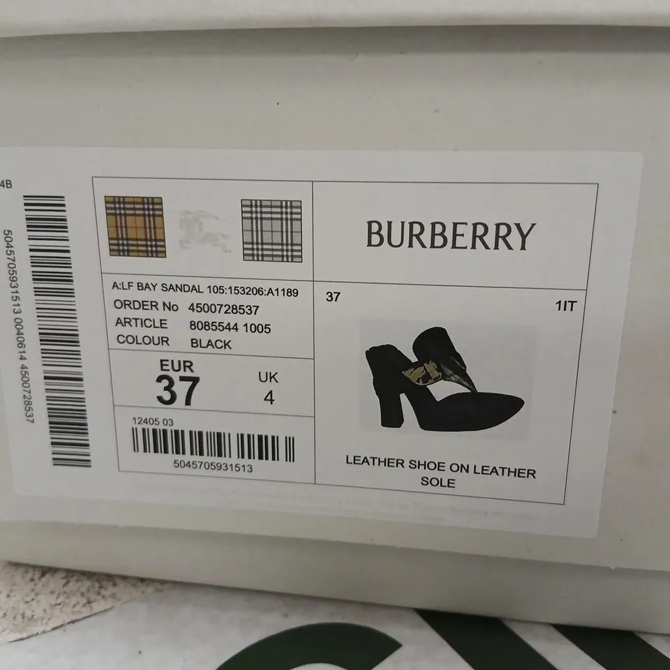 BURBERRY BLACK LEATHER SANDALS – QUILTED UPPER, UK 4 (EU 37)