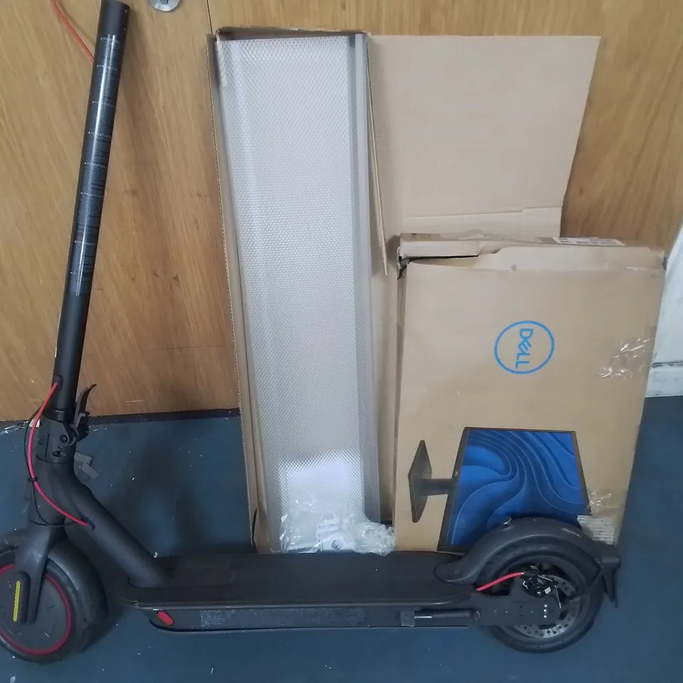 LARGE QUANTITY OF ASSORTED ITEMS TO INCLUDE PILL-O-PAD, MULTIPLE FACE MARKS, BIONIC ROPE LIGHTS, DELL MONITOR AND ELECTRIC SCOOTER PART