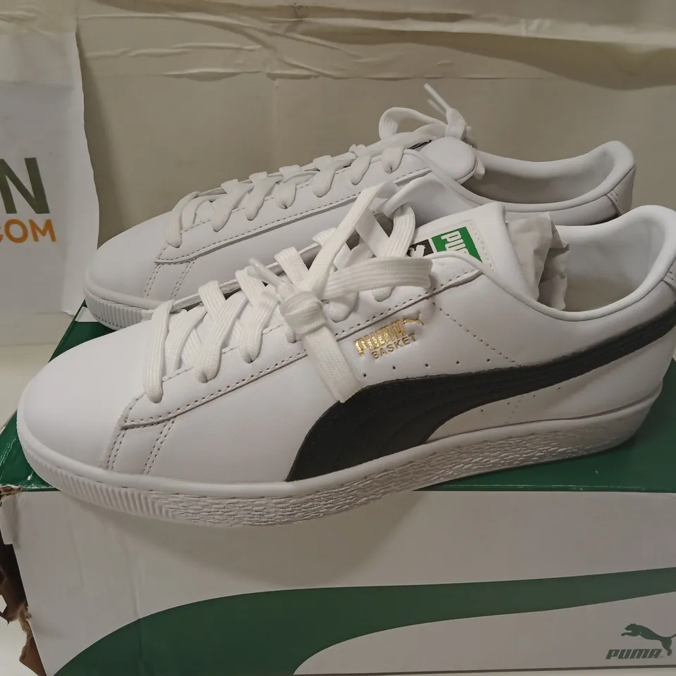 BOXED PUMA BASKET CLASSIC XXL WHITE/BLACK SNEAKERS, UK 7.5 (US 8.5) EUR 41