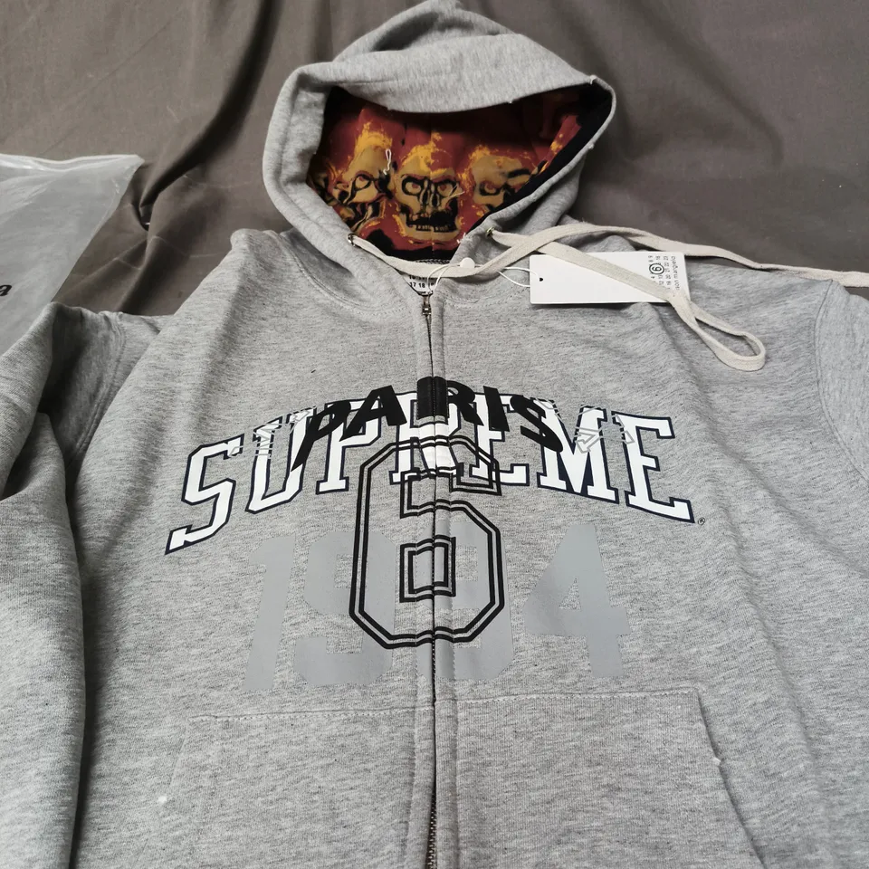 MAISON MARGIELA PARIS GREY HOODIE "SUPREME 6" SIZE EU 44 TAGGED