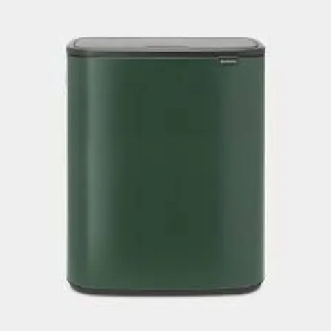 BOXED BRABANTIA BO 30 LITRE + 30 LITRE TOUCH BIN WITH TWO INNER BUCKETS - GREEN (1 BOX)