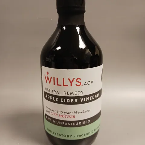 SEALED WILLYS NATURAL REMEDY RAW APPLE CIDER VINEGAR - 500ML