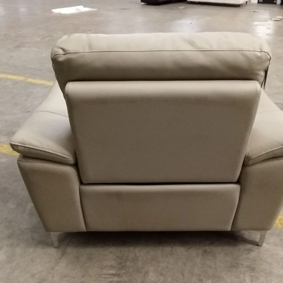 PAVILION LEATHER/FAUX LEATHER POWER RECLINER ARMCHAIR - SOFT GREY RRP £829