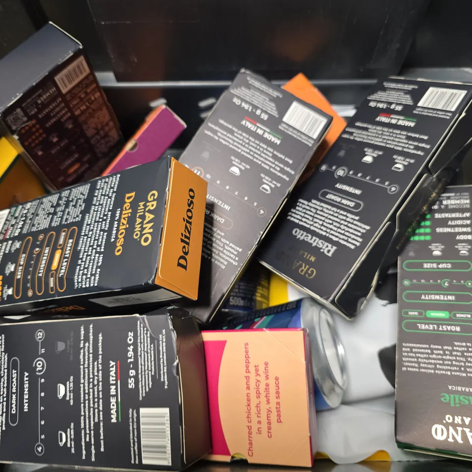 APPROXIMATELY 10 ASSORTED FOOD & DRINK ITEMS TO INCLUDE - MONSTER LEWIS HAMILTON , M&S GIANT BOURBON BISCUITS ICE CREAM ETC