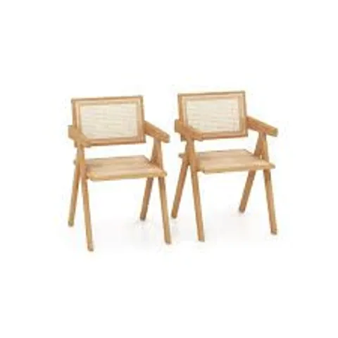 BOXED COSTWAY RATTAN ACCENT CHAIRS SET OF 2 WITH NATURAL BAMBOO FRAME - NATURAL