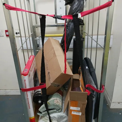 CAGE OF APPROXIMATELY 8 ASSORTED HOUSEHOLD ITEMS TO INCLUDE - KIDS SCOOTER - DRAWING BOARD - METAL GREASE FILTER - ETC - COLLECTION ONLY