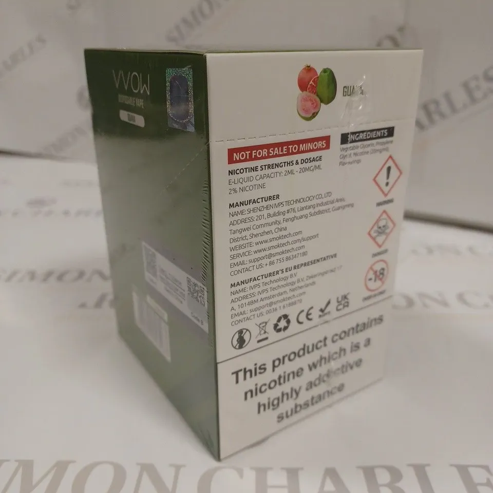 SEALED SMOK VVOW 10-PACK OF DISPOSABLE VAPES - GUAVE