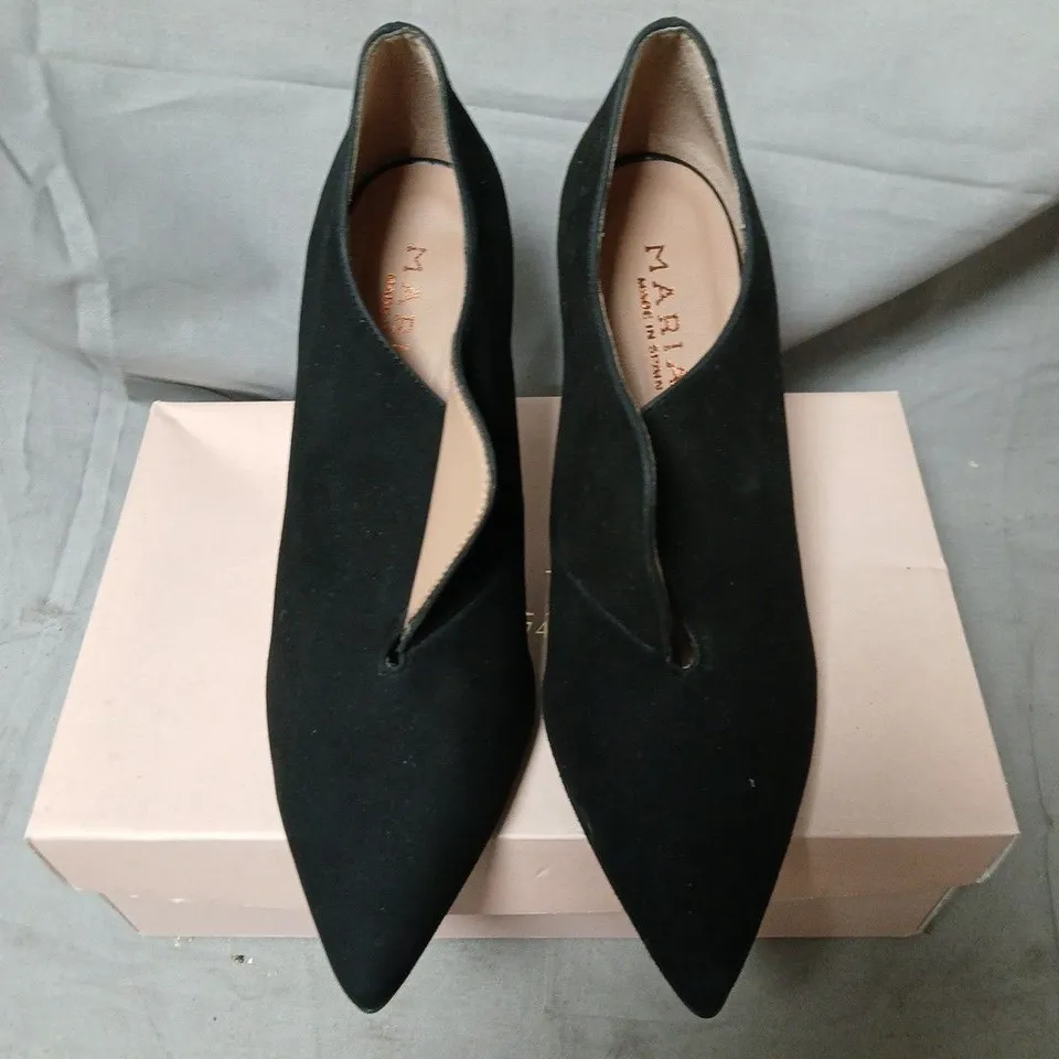 MARIAN DESIGNER SHOES – BLACK SUEDE POINTED-TOE PUMPS, UK 7 (EU 40)