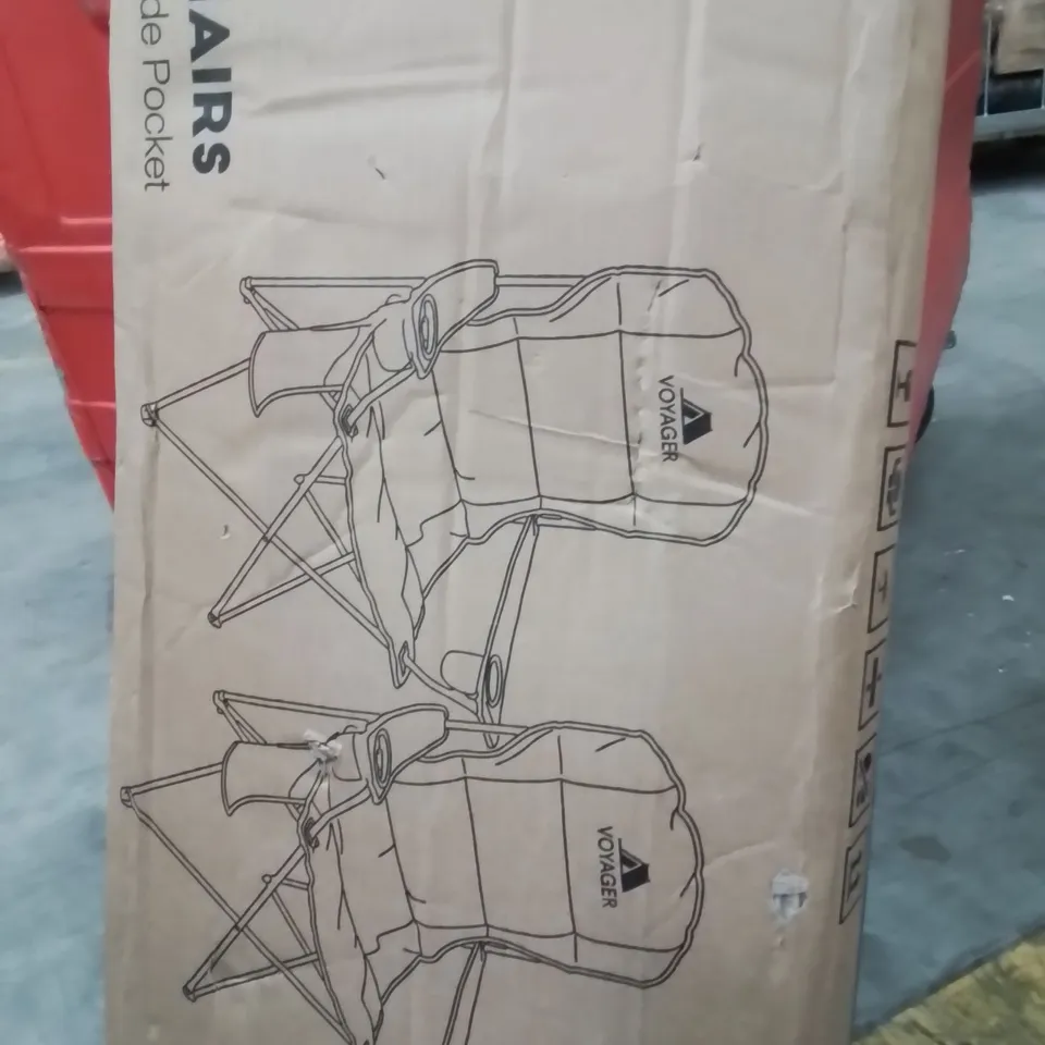 BOXED VOYAGER SET OF 2 PADDED CAMPING CHAIRS BLACK