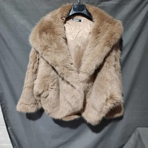 LAMOTI FUR COAT – TAN/BROWN, WOMEN'S SIZE M 