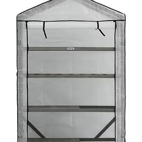 BOXED VEGTRUG NURSERY GREENHOUSE 4 TIER WIDE GREY WASH, CEDAR WOOD