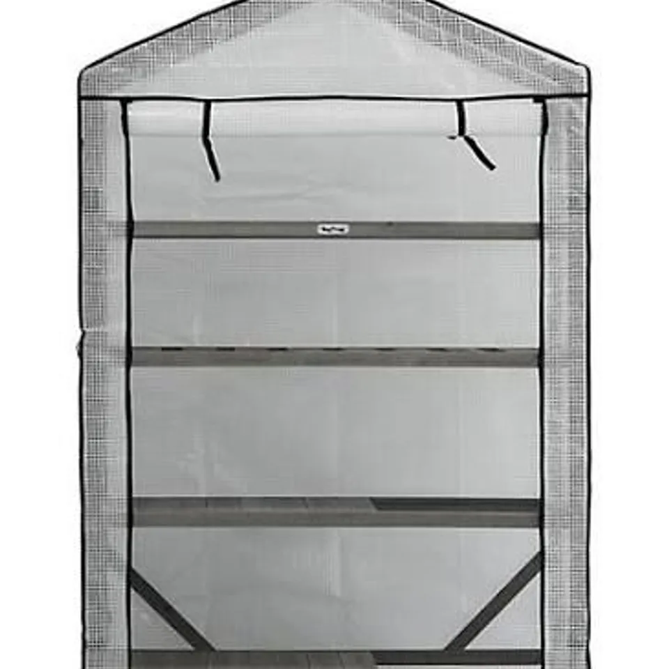 BOXED VEGTRUG NURSERY GREENHOUSE 4 TIER WIDE GREY WASH, CEDAR WOOD