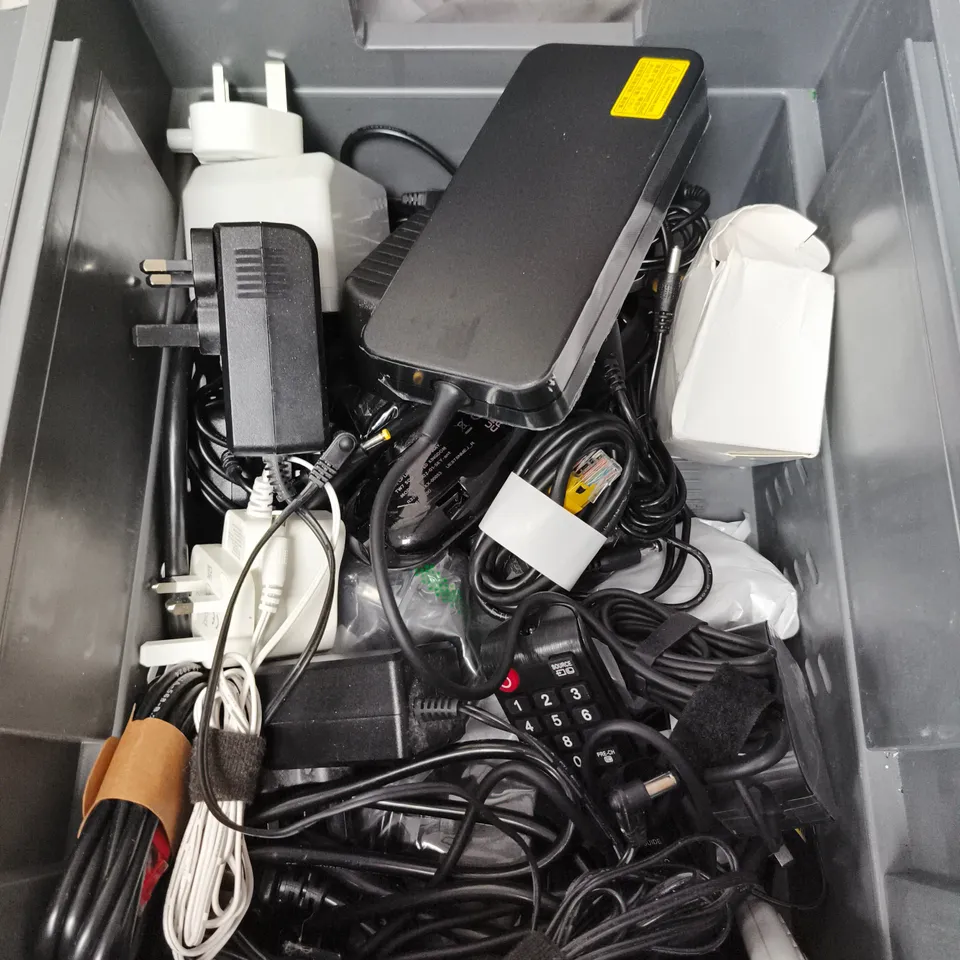 APPROXIMATELY 15 ASSORTED ELECTRICAL PRODUCTS TO INCLUDE PLUGS, TELEPHONE CABLES AND REMOTE CONTROLS