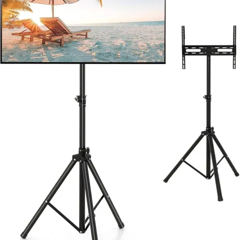 BOXED COSTWAY TV STAND ADJUSTABLE HEIGHT TV FLOOR STAND FOR 21-47 INCH PLASMA/LCD/LED TV's & FLAT UP TO 35 KG PORTABLE 450 X 100mm - BLACK