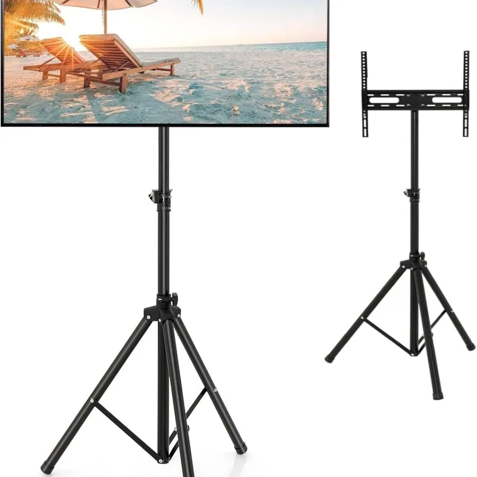 BOXED COSTWAY TV STAND ADJUSTABLE HEIGHT TV FLOOR STAND FOR 21-47 INCH PLASMA/LCD/LED TV's & FLAT UP TO 35 KG PORTABLE 450 X 100mm - BLACK