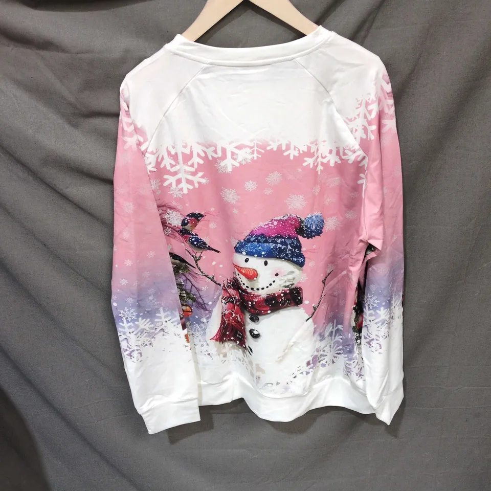 PINK SNOWMAN CHRISTMAS JUMPER – SIZE L
