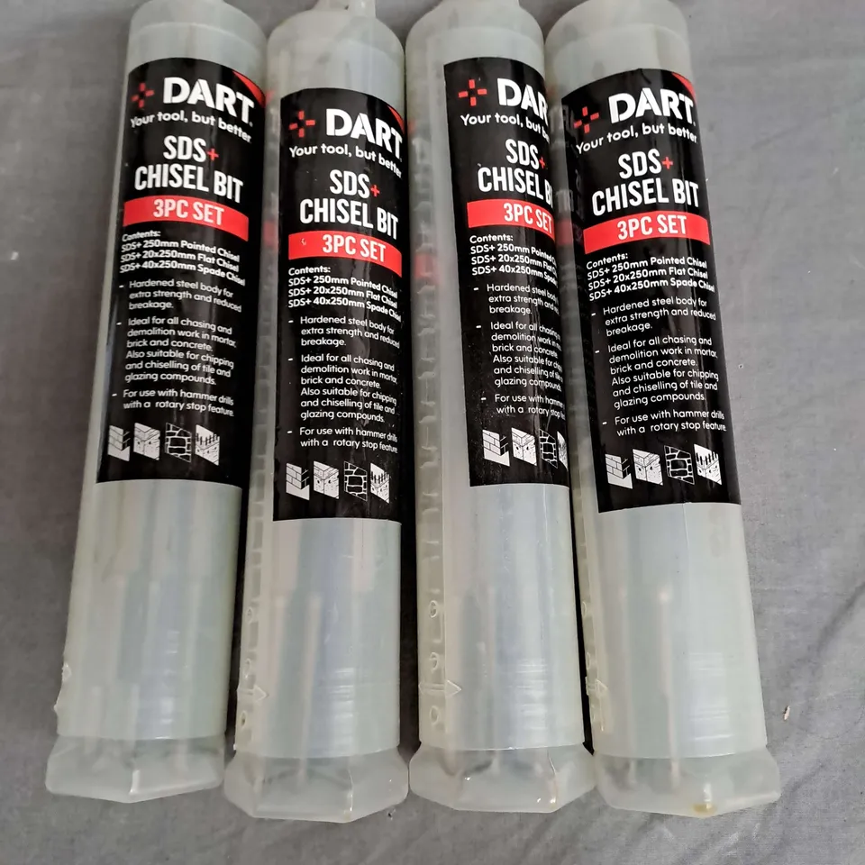 LARGE QUANTITY OF ASSORTED DART SDS HAMMER & CHISEL DRILL BITS