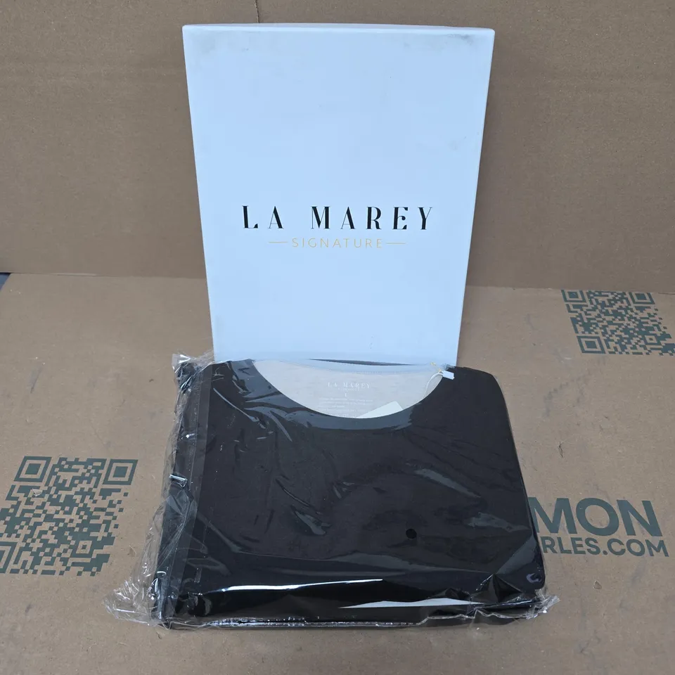 BOXED LA MAREY THERMAL SCOOP NECK TOP AND LEGGINGS SET IN BLACK - L