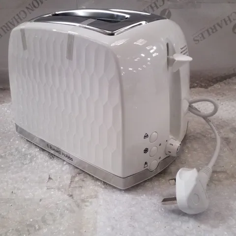 BOXED RUSSELL HOBBS HONEYCOMB WHITE 2 SLICE TOASTER 