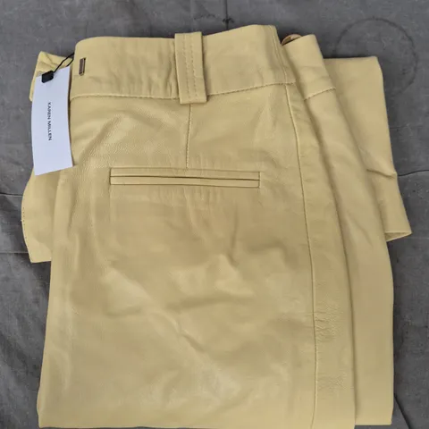 KAREN MILLEN LEATHER TAILORED PENCIL MIDI SKIRT IN YELLOW SIZE 6